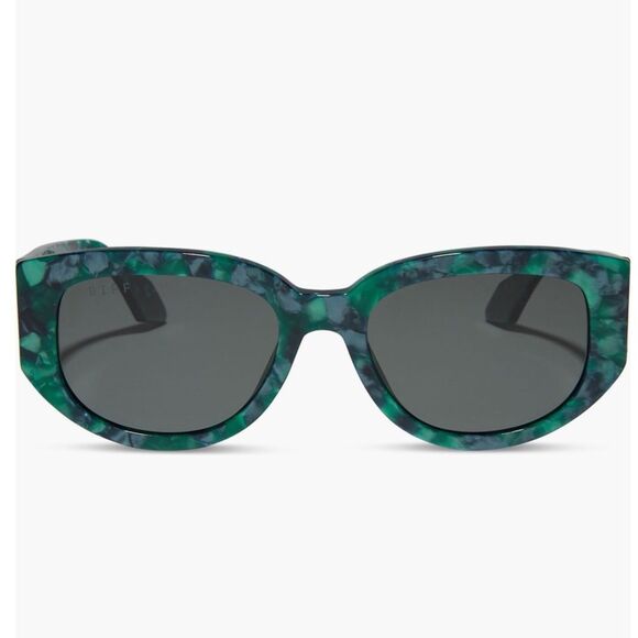 Diff Eyewear Accessories - DIFF Drew 54mm Polarized Oval Sunglasses, 100% UV Protection, Green/Black, NWT